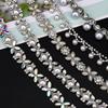 10Yards Rhinestone Sparkle Crystal Diamond Rhinestone Pearl Chain Clothing Bags Accessories DIY Wedding Party Gift Decoration