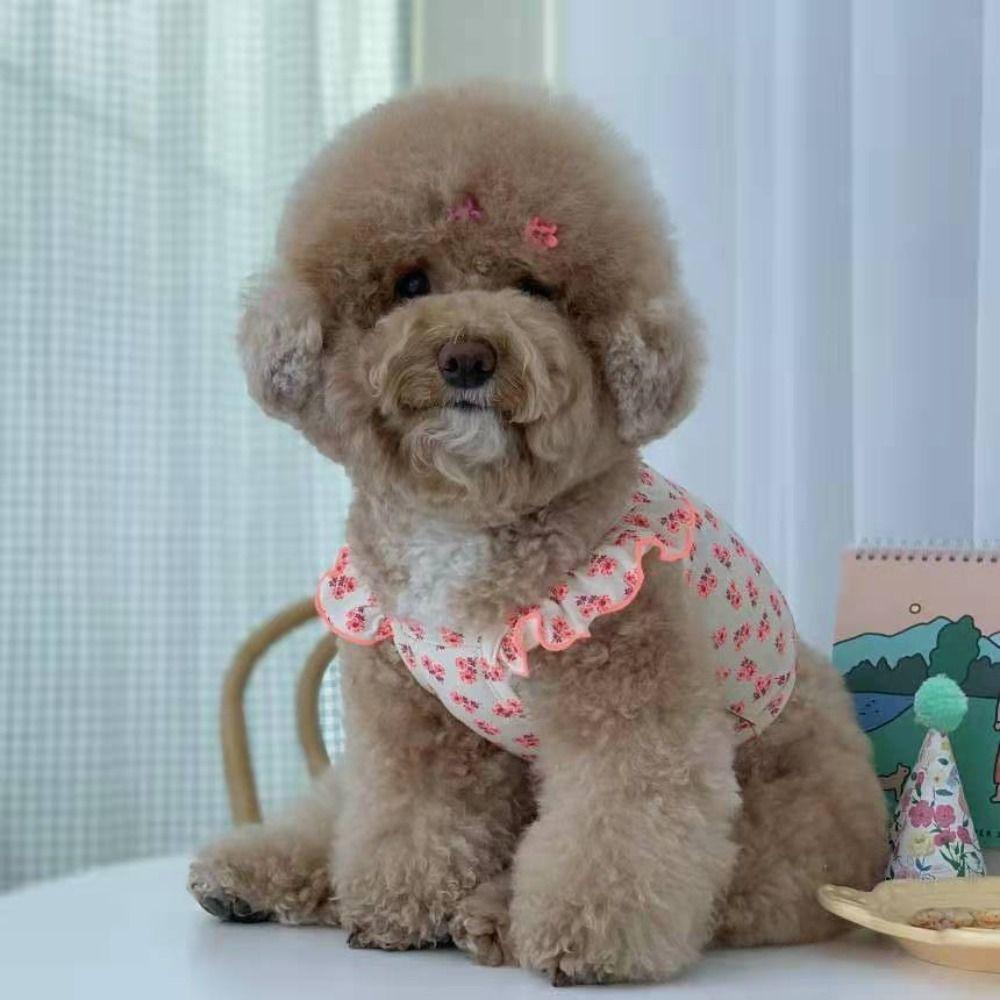 Flying Sleeve Dog Summer Vest Floral Pet Dresses Comfortable Pet Clothes  Puppy