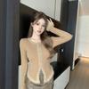Imitation mink 7-needle arctic velvet thickened long-sleeved knitted cardigan women's autumn sexy high-end slim-fitting short sweater