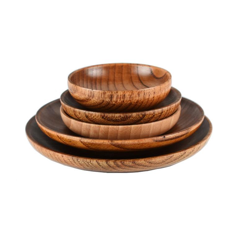 Seasoning Dish Vintage Wooden Tableware Vinegar Soy Sauce Small Plate Durable High-quality Gravy Boats Kitchen Tea Mat Dish
