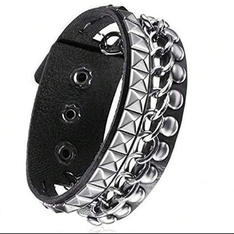 Cross-Border Motorcycle Punk Leather Rivet Bracelet: Chain, Street Dance Style