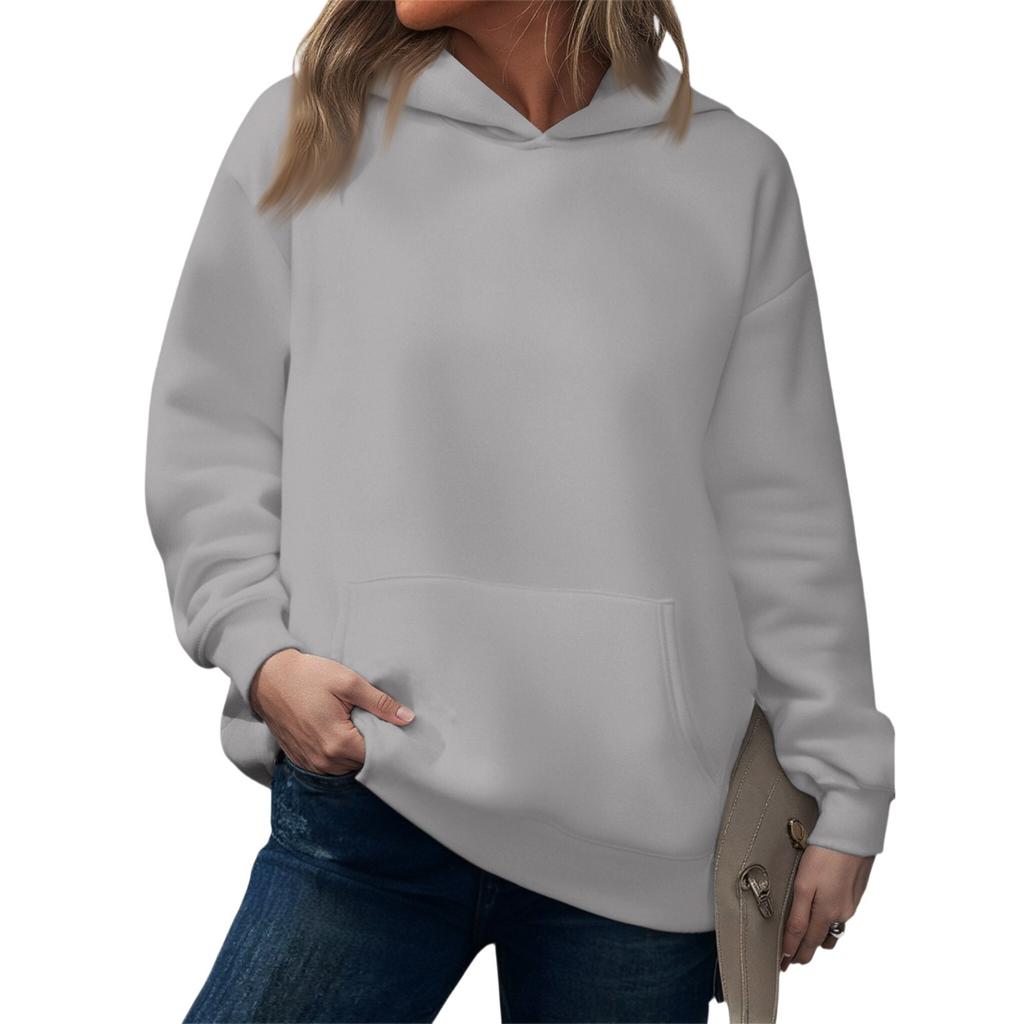 Fashionable Women's Hooded Sweatshirt Casual Pocket Top Loose Pullover