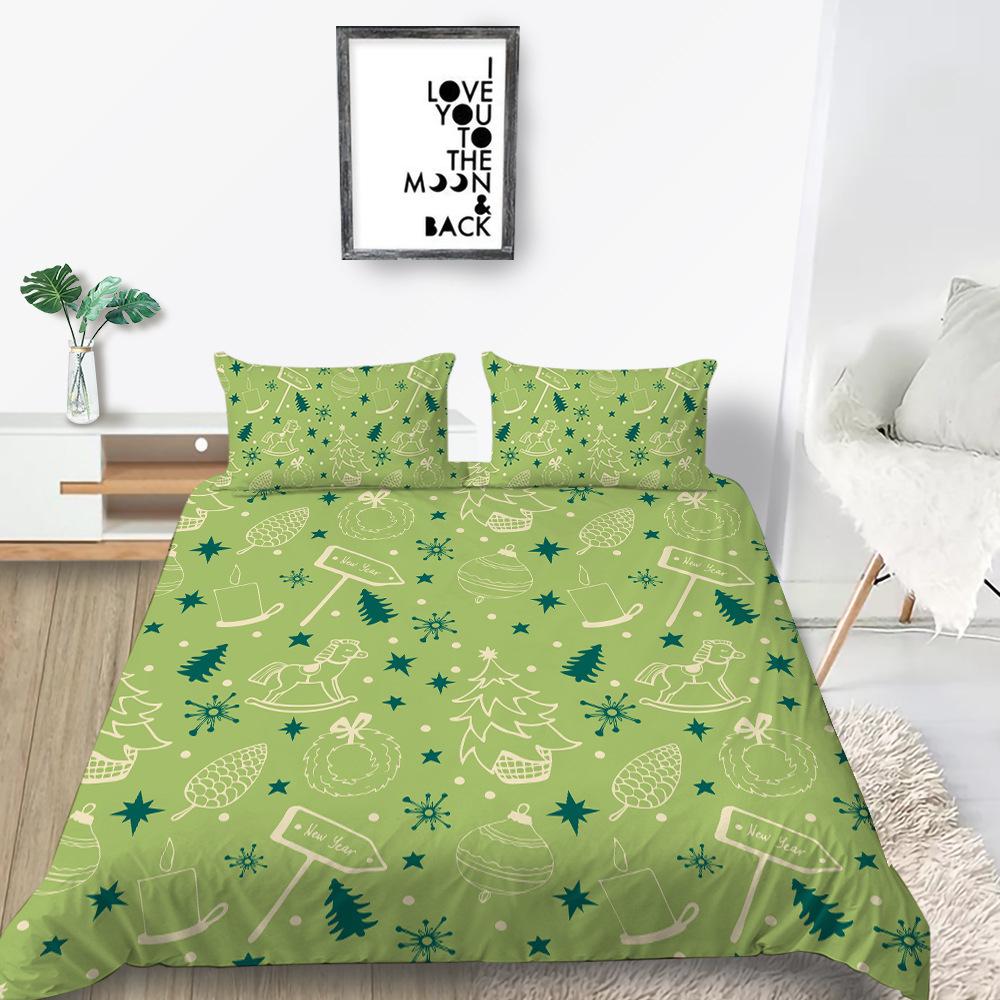 Christmas Gift Quilt Cover Pillowcase Two Or Three Piece Set 3D Digital Printing Polyester