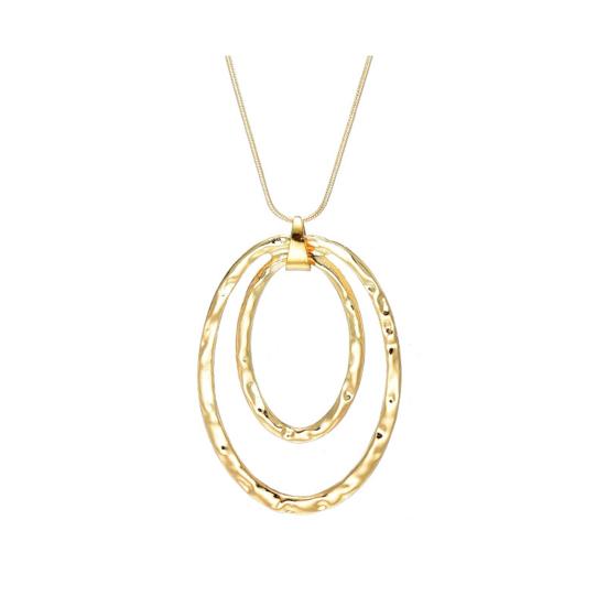Lady Necklace Exaggerated Double-layered Hoop Penant Sweater Chain Electroplated Snake Bone Chain Lightweight Clothes Accessory for Daily Wear