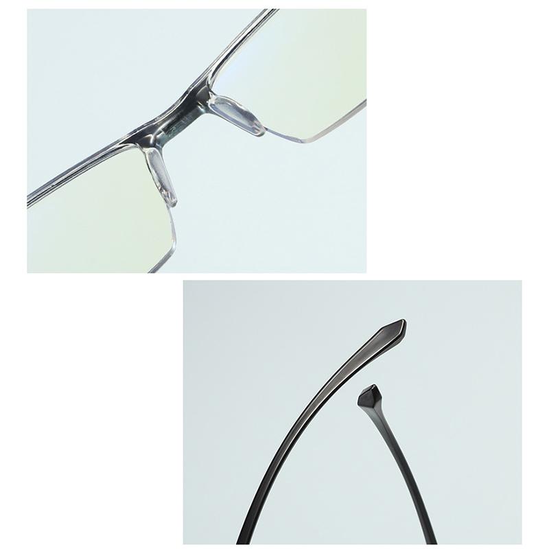 Half Frame Eyeglasses Anti Blue Light Metal Black Reading Glasses for Men Fashionable Business Computer Classic Reading Glasses