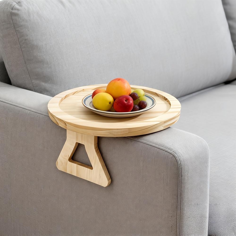 1PC Round Wooden Tray, Suitable for Sofa Armrests, Foldable Design, Also Suitable for Beds