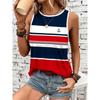 Women's Sleeveless Round-neck Vests Fashionable Geometric Color Block Printed Summer Street Fashion Casual Wear