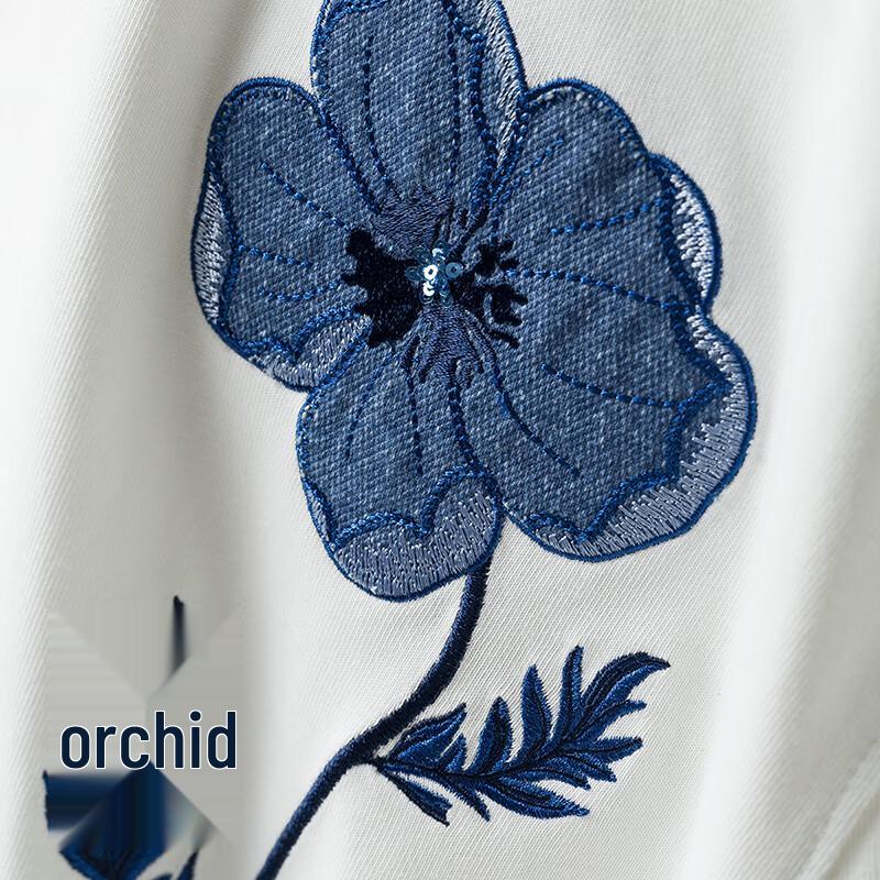 Chuyu Women's Cotton Blend Denim Patch Embroidered T-Shirt