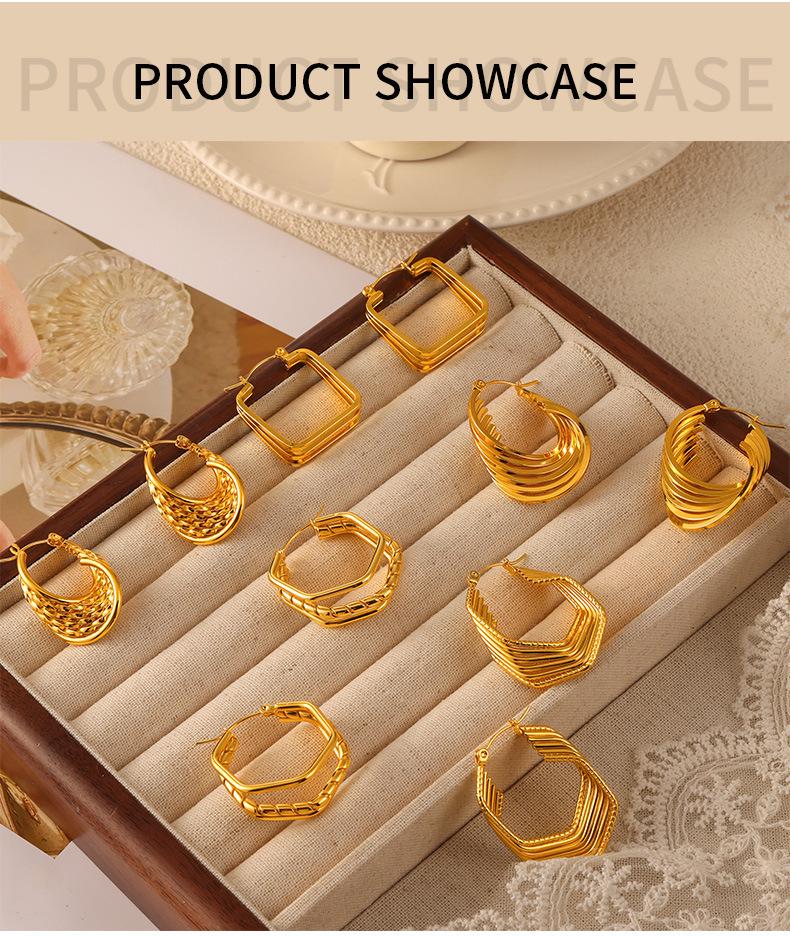 Irregular Multi-Layer Linear Earrings: Trendy Gold-Plated Titanium Steel Jewelry