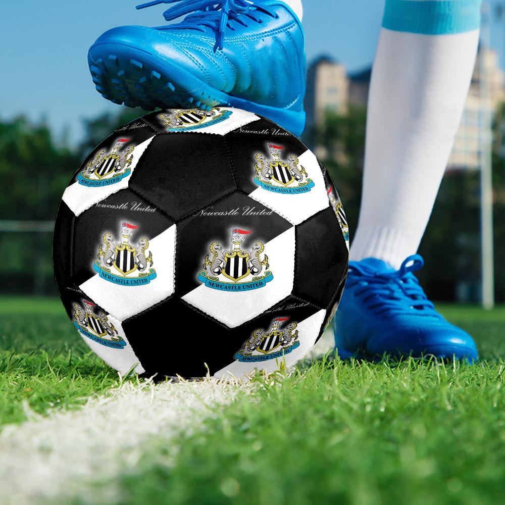 Newcastle United Logo Indoor Soccer Ball Colorful All Ages Size 5 Machine Stitched PVC Competition Ready Durable High-Bounce