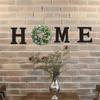 Home Sign Wooden Wall Home Sign Rustic Decor with Artificial Eucalyptus Wreath for Kitchen Living Room Holiday Party Entryway