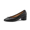 Fashion 2025 Genuine Leather Women Shoes Fashion Butterfly-knot Spring and Autumn Pumps Slip-On Casual Shoes Chunky Heel Size 34-40