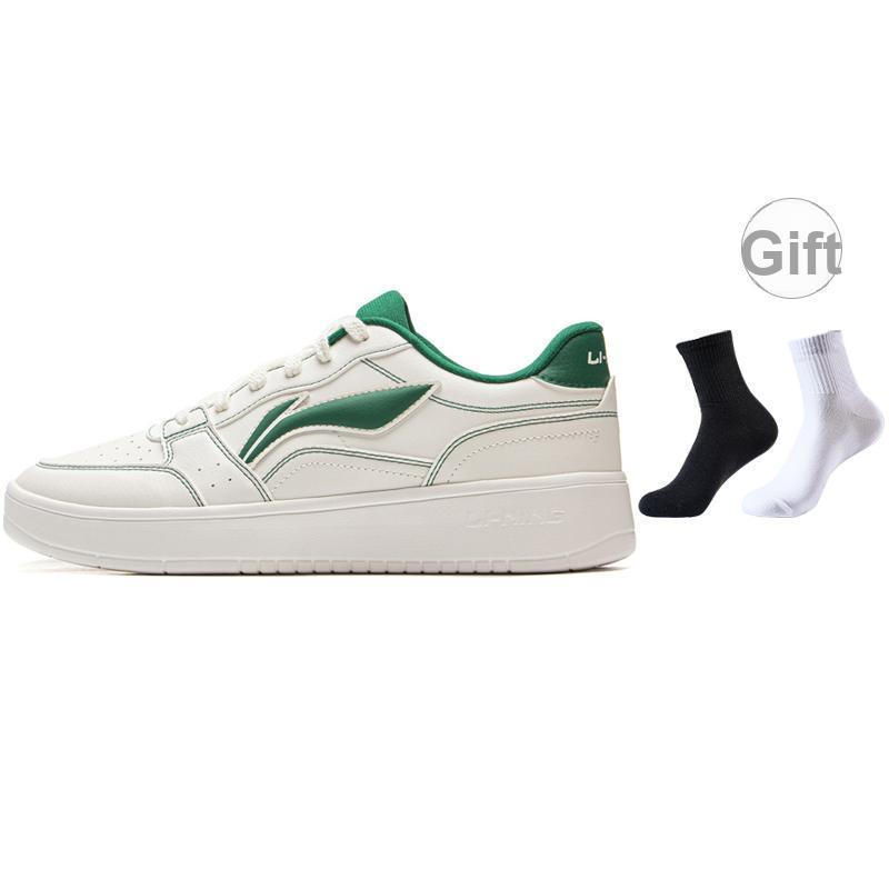 New LiNing Acer Truncatum Impact Resistance And Abrasion Resistant Low Top Skateboard Shoes Men's White Green AGCV143-4