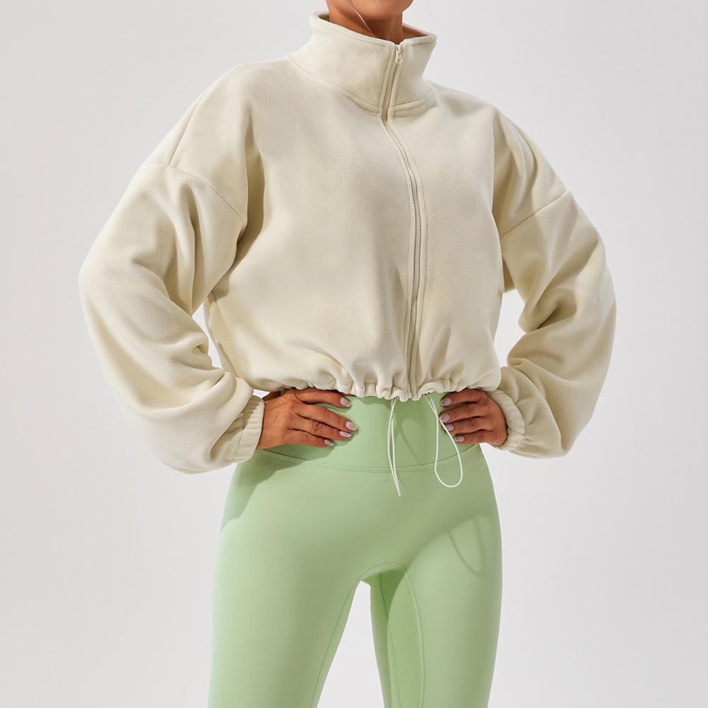 

Женская зимняя спортивная куртка из овечьей шерсти со стойкой - на флисовой подкладке, теплая и повседневная для бега на открытом воздухе. XL