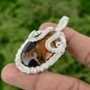 Oval Natural Bauxite Unique Wire Wrap Sister Pendant Jewelry 925 Sterling Silver