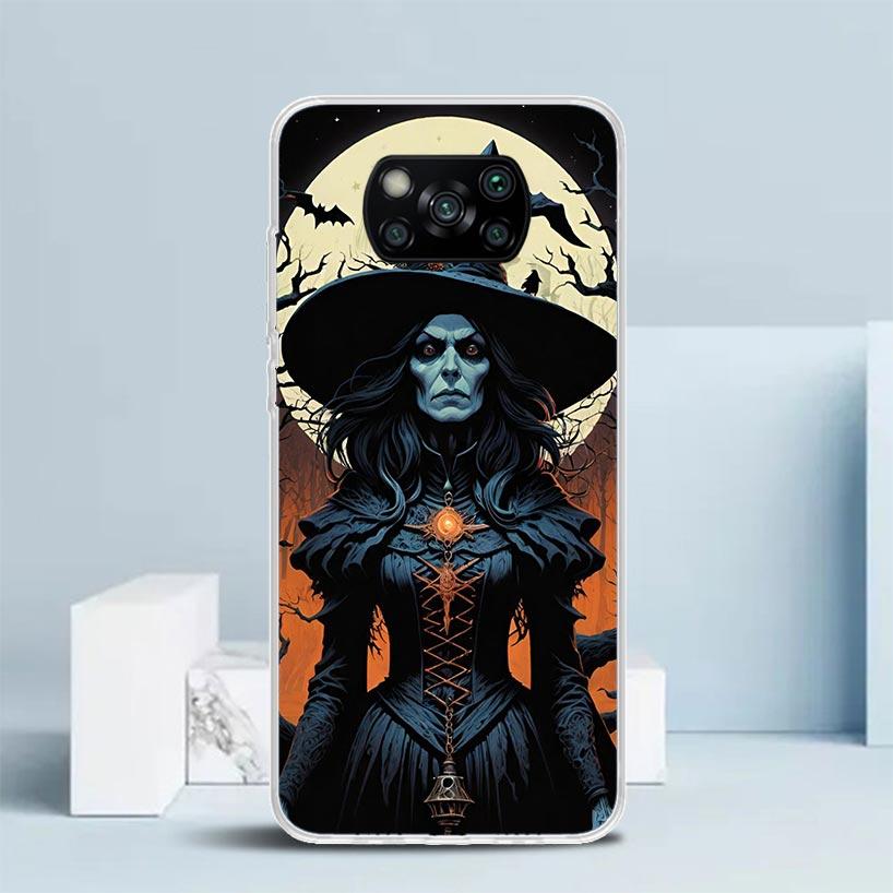 Halloween Moon Witch Horror Soft Cover for Xiaomi Poco F7 Ultra X7 X6 X5 Pro M7 Phone Case Redmi 15 15C 13 13C 12 12C 10 10C Pri