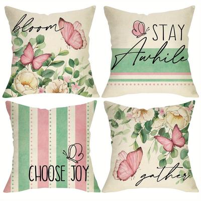Idyllic Floral - Butterfly Pillow Covers with Uplifting QuotesLiving Room Sofa Cushion Cover, Room Decoration