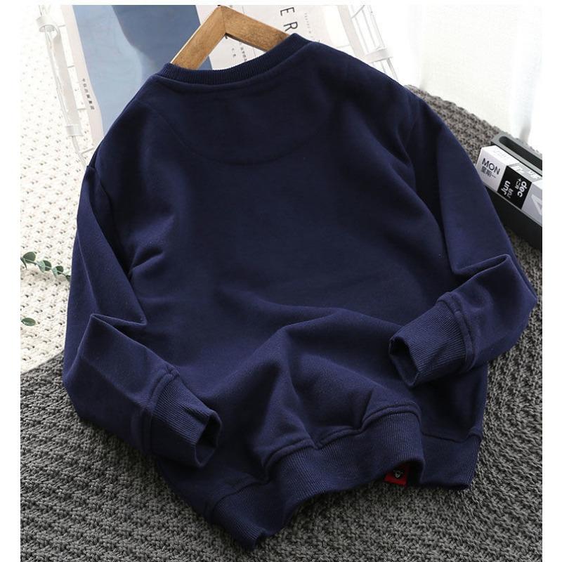 Boy's Cartoon Pure Cotton Hoodie T-shirt for Spring and Autumn New Style, Loose and Versatile Casual Top for Children, Medium and Large Size