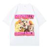 Mentally Unstable Cat Meme Aesthetic T Shirts Mens Women Vintage O-Neck Tshirt Oversized Tshirts