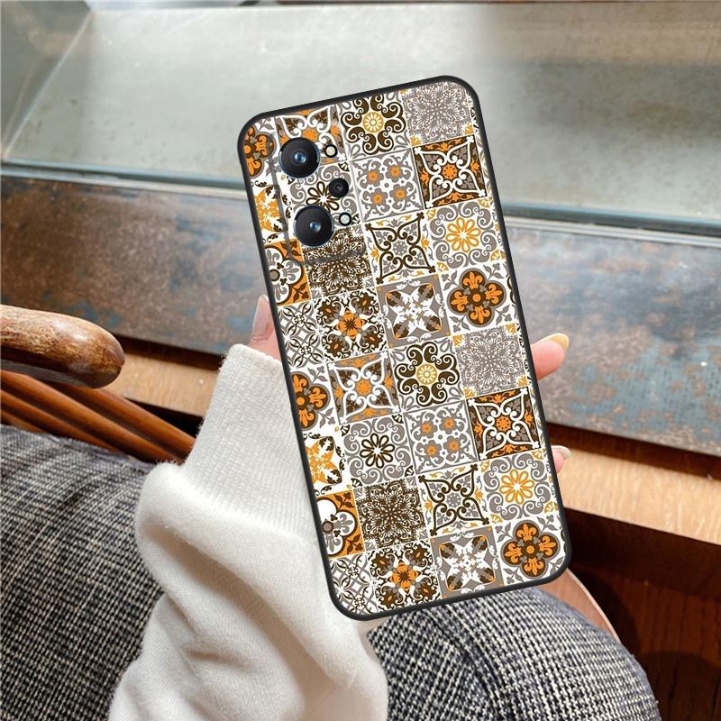 Boho Tile Mosaic Aesthetic Case For Realme 11 12 13 14 Pro Plus C53 C55 C51 C25 C63 C61 C65 C67 C71 C75 GT6 GT7 15 Pro