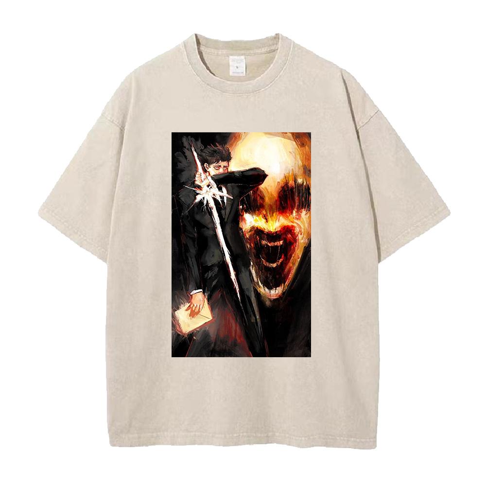 

Berserk Guts T Shirt Manga Griffith Printed Tshirt Men Unisex Clothes Street Vintage Washed Tshirt Short Sleeve Cotton Tees S