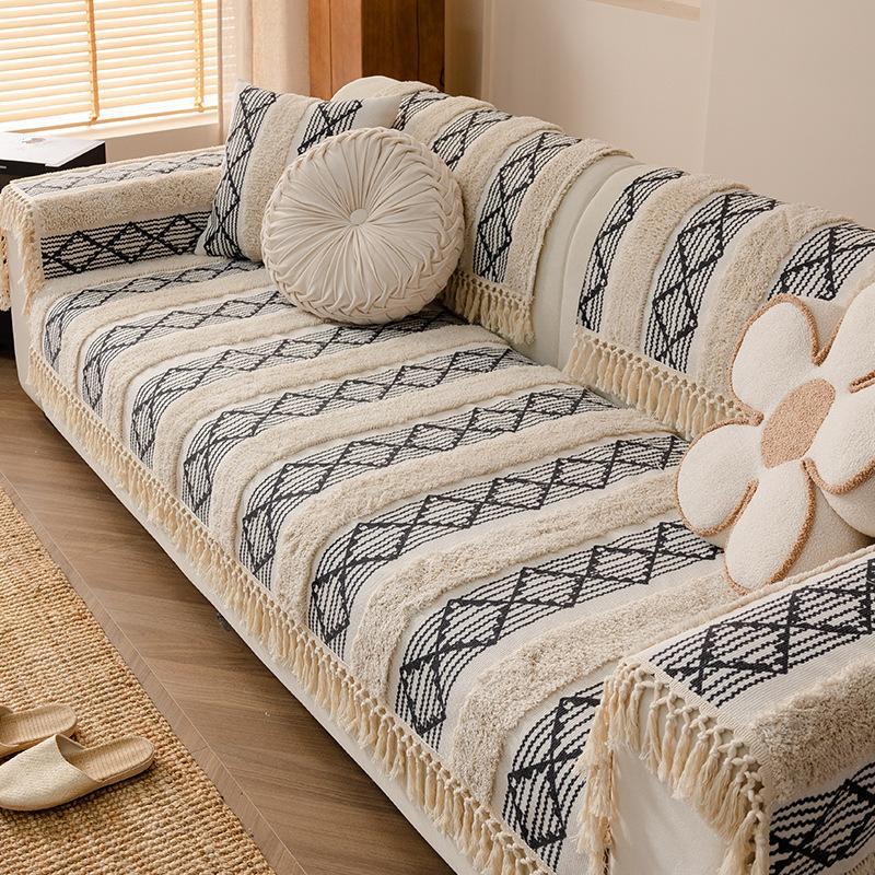 Old Coarse Cloth Cotton And Linen Sofa Cushion Universal In All Seasons, Thickened Linen Seat Cushion, Anti-Cat Scratch Bed And Breover Cloth