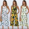 Elegant Summer Floral Print Off Shoulder Sleeveless Jumpsuit For Women Casual Rompers