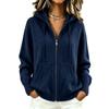 Women Hooded Zip Up Knit Cardigan, Solid Color Loose Long Sleeve Knitted Sweater Jacket, Casual Fall Winter Outerwear Tops
