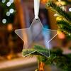10pcs Clear Acrylic Christmas Ornaments, Blank Acrylic Decoration for Carving DIY Projects, Holiday Decoration Hanging Ornaments
