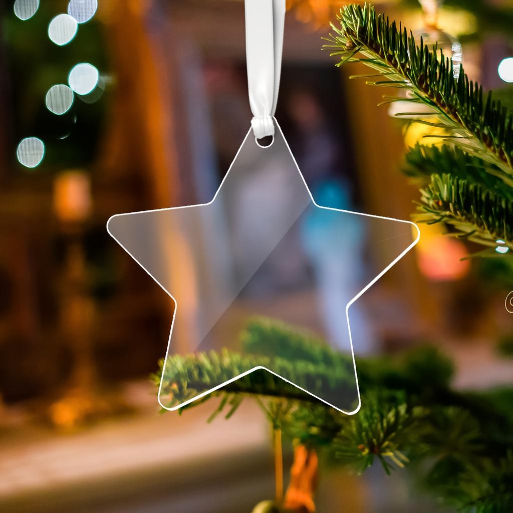 10pcs Clear Acrylic Christmas Ornaments, Blank Acrylic Decoration for Carving DIY Projects, Holiday Decoration Hanging Ornaments