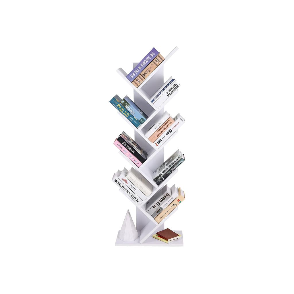 VASAGLE Tree Bookshelf, 8 Tier Floor Standing Bookcase with Wooden Shelves for Living Room, Home Office, White