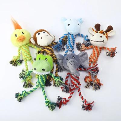 Pet Dog Squeaky Toy Soft Plush Chew Stuffed Animal Shape Bite Resistant Dog Cotton Rope Toys For Small Dog Pet Supplies