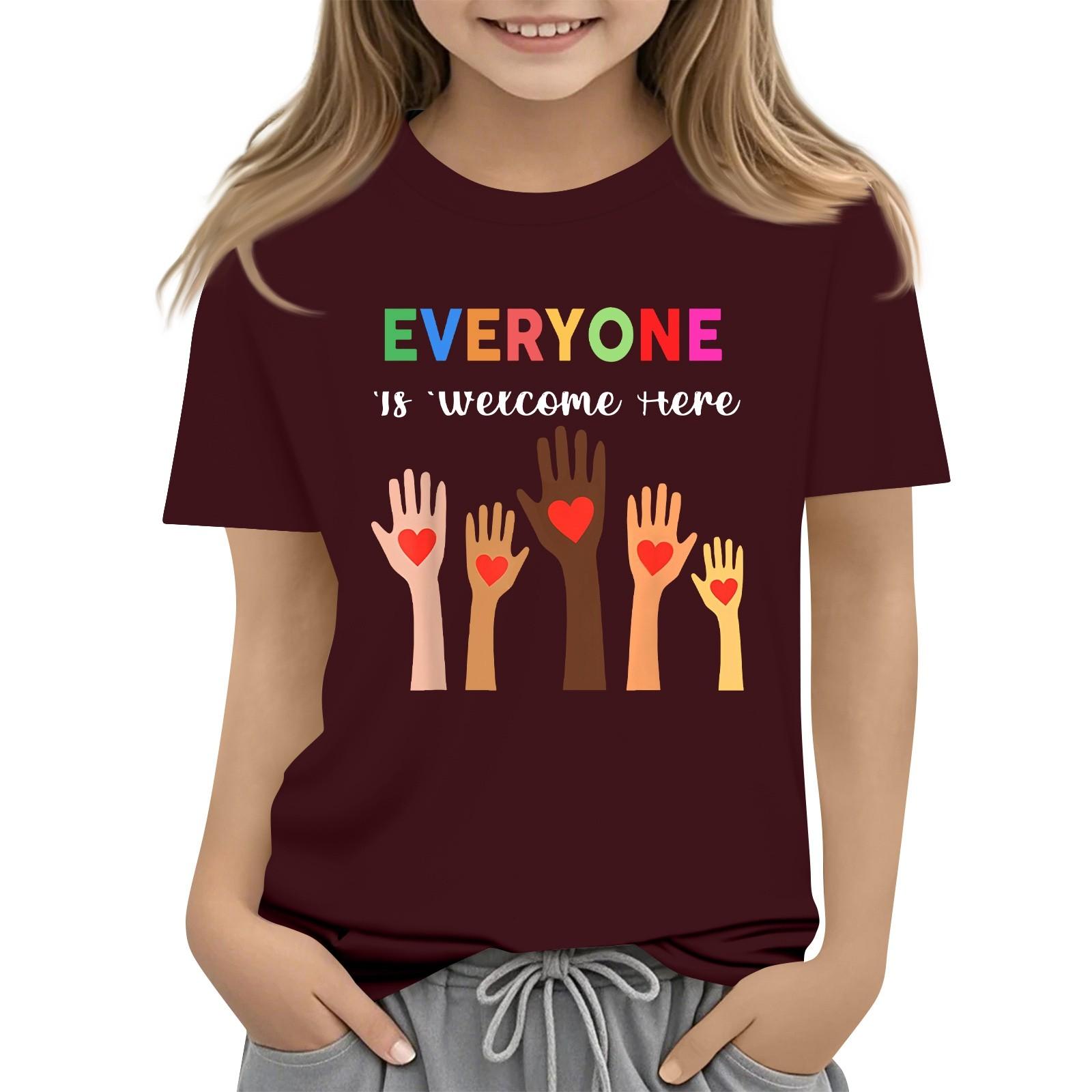 

Детский набивной короткий рукав круглый вырез повседневный удобный свободный легкий топ 100 винный