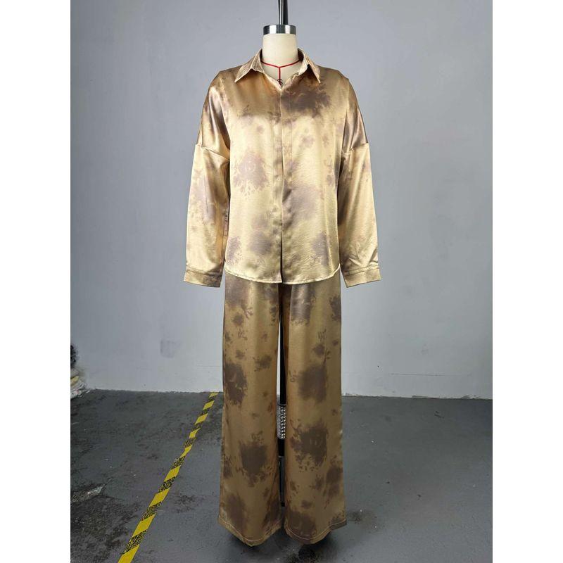 

European and American New Fashion Casual Loose Shirts Vest Trousers Three-Piece Suit Shirt, Vest, Pants Set Khaki XXL