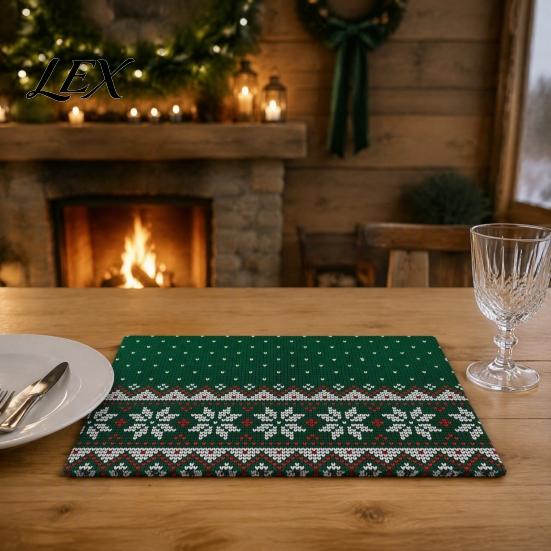 Table Mats for Hot Dishes 12.6" X 17.7" Christmas Placemats, Washable Place Kitchen Festive Decor Gifts Dining Table, Heat Resistant Holiday