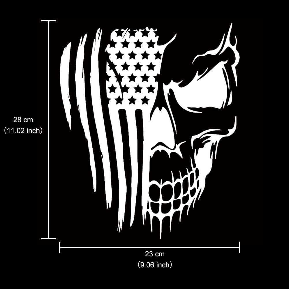 

JSCARLIFE American Flag Skull Distressed Car Sticker Decal, Skull USA Car Hood Sticker, Skull Vinyl Decal for Car Truck SUV Window Indoor and Outdoor