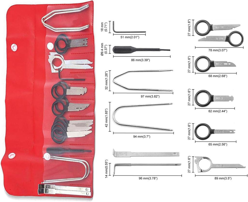HFS(R) Autoradio Ausbauwerkzeug 20 Stück Autoradio Schlüssel Audio Umwandlung Auto Armaturenbrett