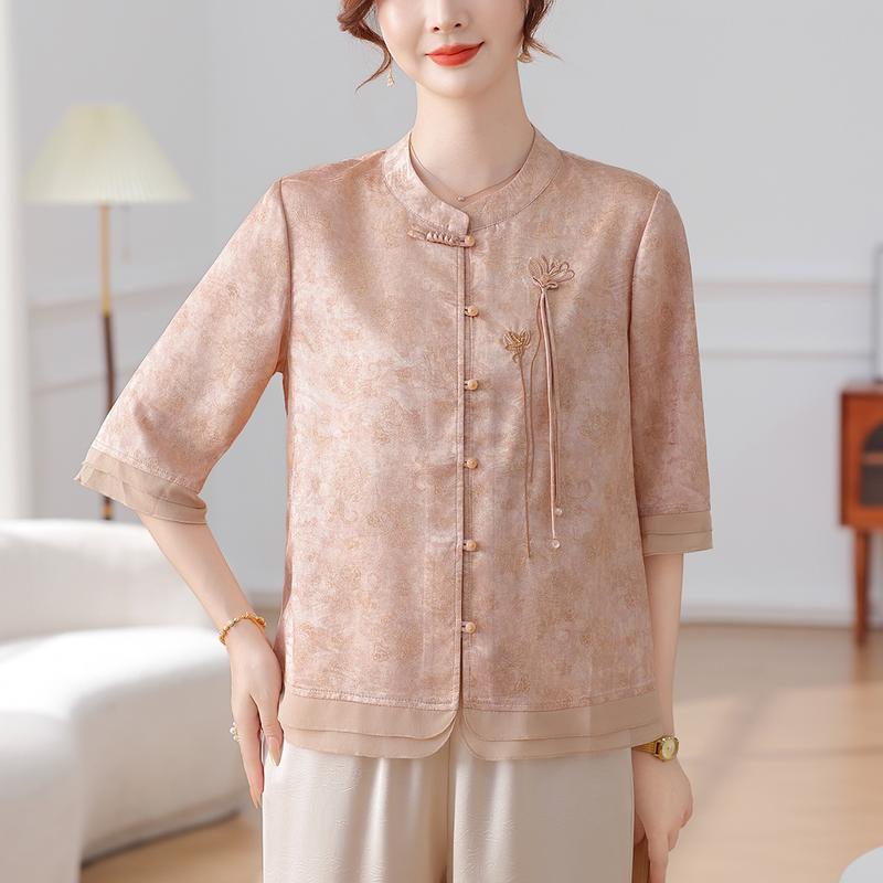 Yuzhaolin Women's New Chinese Style Summer Blouse