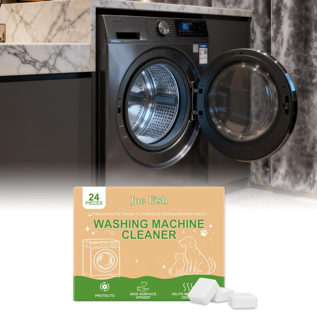 JUE FISH Washing Machine Cleaner Tablets, Gentle Formula, Removes Dirt and Scale