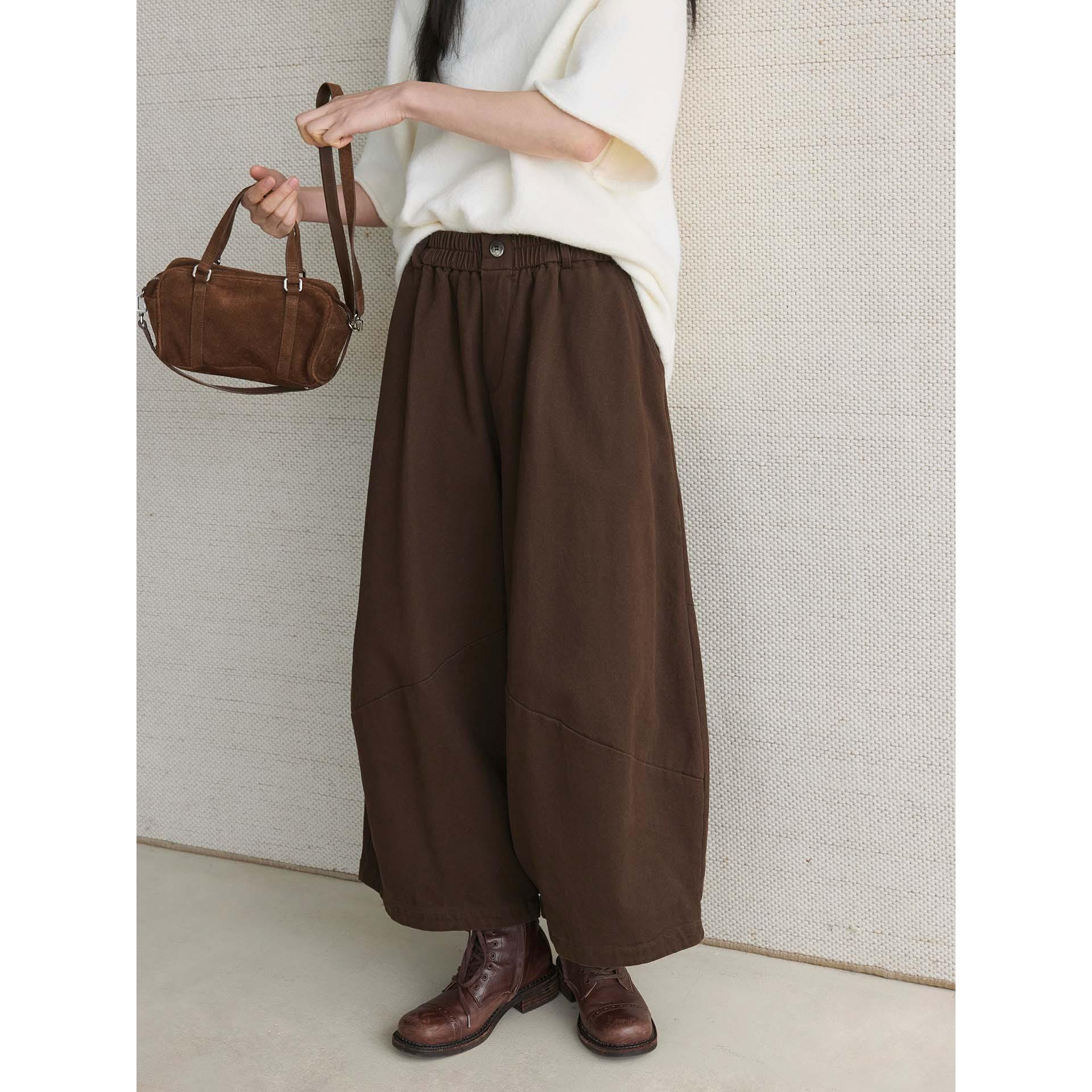 Xu Man Women s Retro Thickened Fleece Casual Pants - Super Soft, Loose Silhouette, Long Winter Style One Size