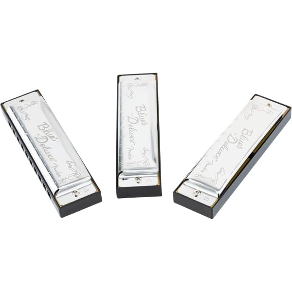 Deluxe Harmonica Pack of 3 with Case of 3 Fender/Blues [Set Harmonicas]