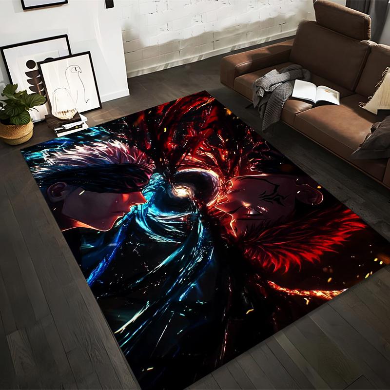 

Anime Style Carpet with Red and Blue Battle Theme, Modern Design Suitable for use as an anti-slip for living room bedroom sofas 40x60cm( 15x23in )