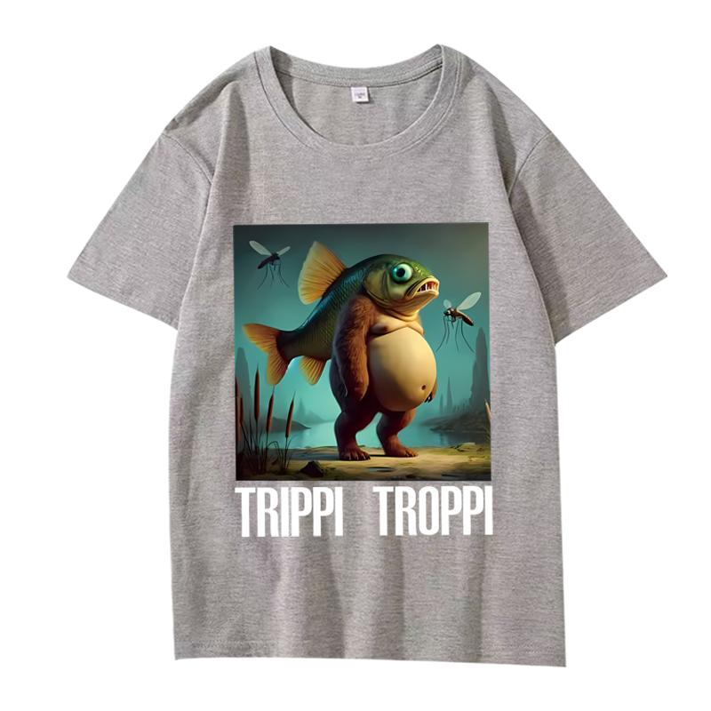 Trippi Troppi  Funny Italian Brainrot Animals Meme Graphic T Shirt Men Women Oversized 100% Cotton Summer Unisex Plus Sizetops