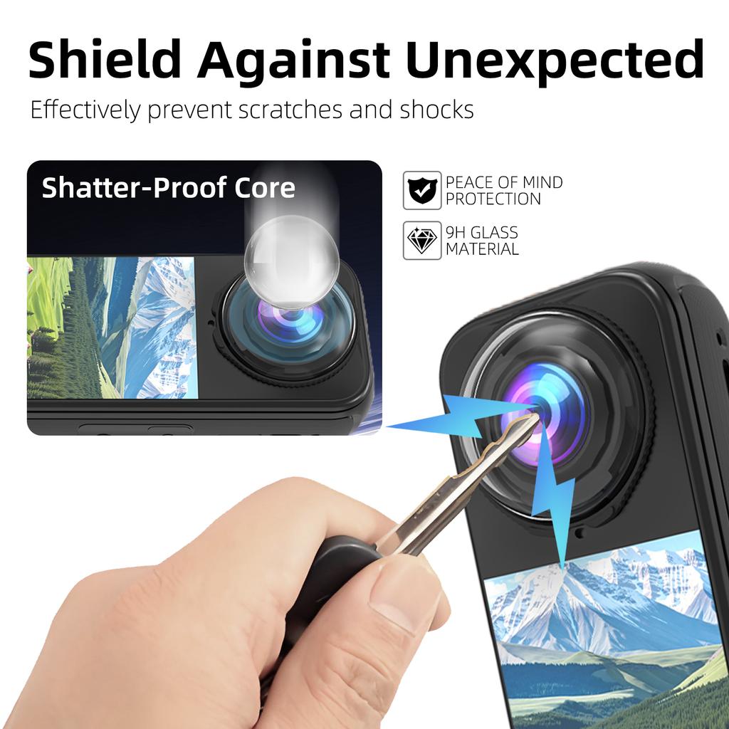 10H Tempered Glass Lens Protector for Insta360 X4 Air - Premium Optical Glass, Anti-Scratch HD Clear Anti-Fingerprint Cover