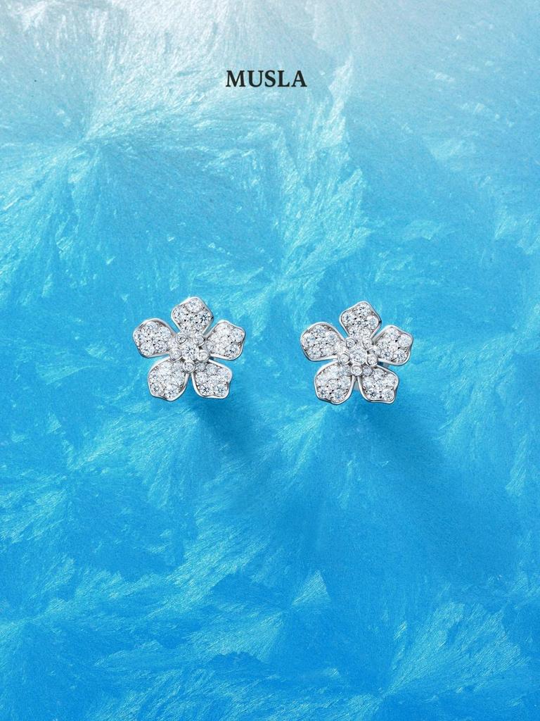 Musla Design Jewelry Stud Earrings For Women 925 Sterling Silver Earrings Zircon Fashion Flower Style Hoop Earrings