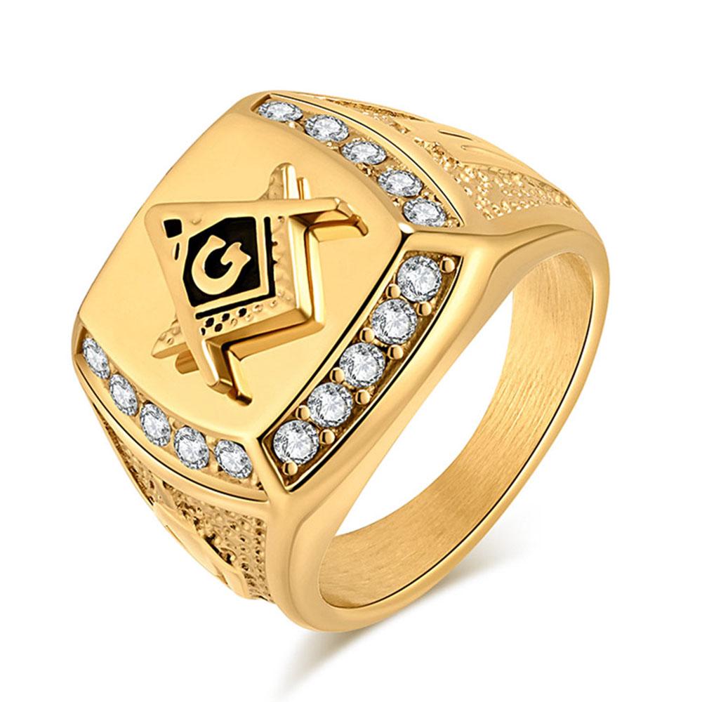 Retro Hip-Hop Freimaurer Titanstahl Ringe Ring Herren Persönlichkeit Dominant Bruderschaft Schmuck