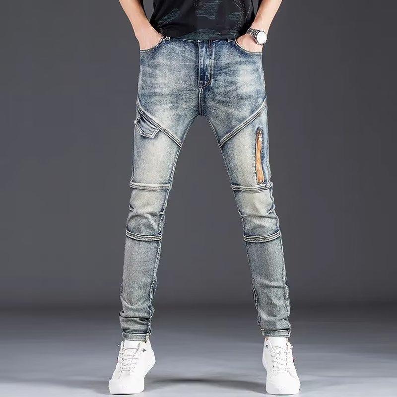 

JYL Couples Jeans American Heavyweight Camouflage Cargo Autumn Winter Vintage Straight Denim 29 брандес синій колір
