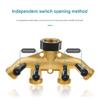 Brass 4 Way Hose Splitter for Outdoor Watering High Flowing Support Multiple Hose Connection Simultaneously Supplies