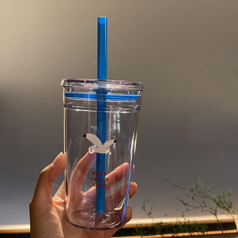 

Premium Blue Bird Straw Cup Tritan High Temperature Water Cup Environmentally Friendly 450ml