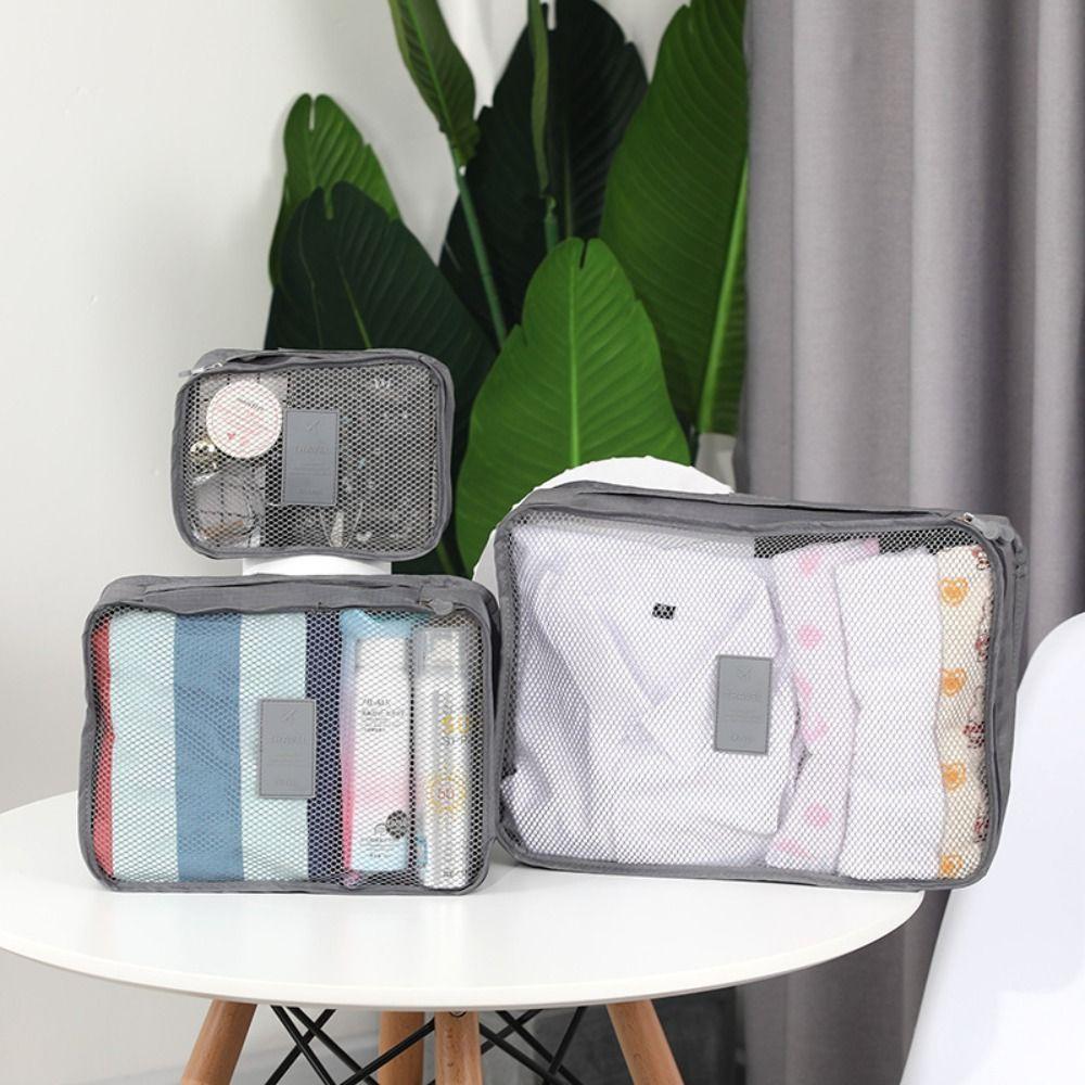 6Pcs/Set Space Saving Travel Storage Bag Set Large Capacity Expandable Luggage Storage Bags Set Foldable Dampproof
